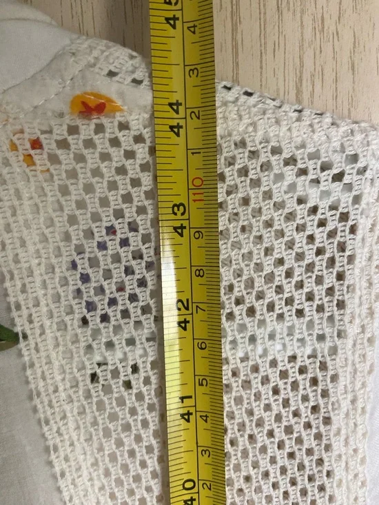 PAPER LACE Floral White Patchwork Long Kimono Duster Sz Small - Picture 7 of 10